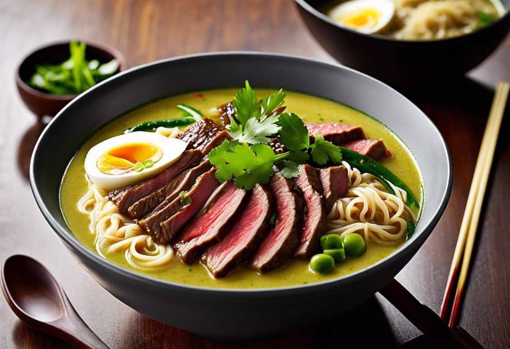 Recette de ramen au bœuf et curry vert : saveurs asiatiques à la maison
