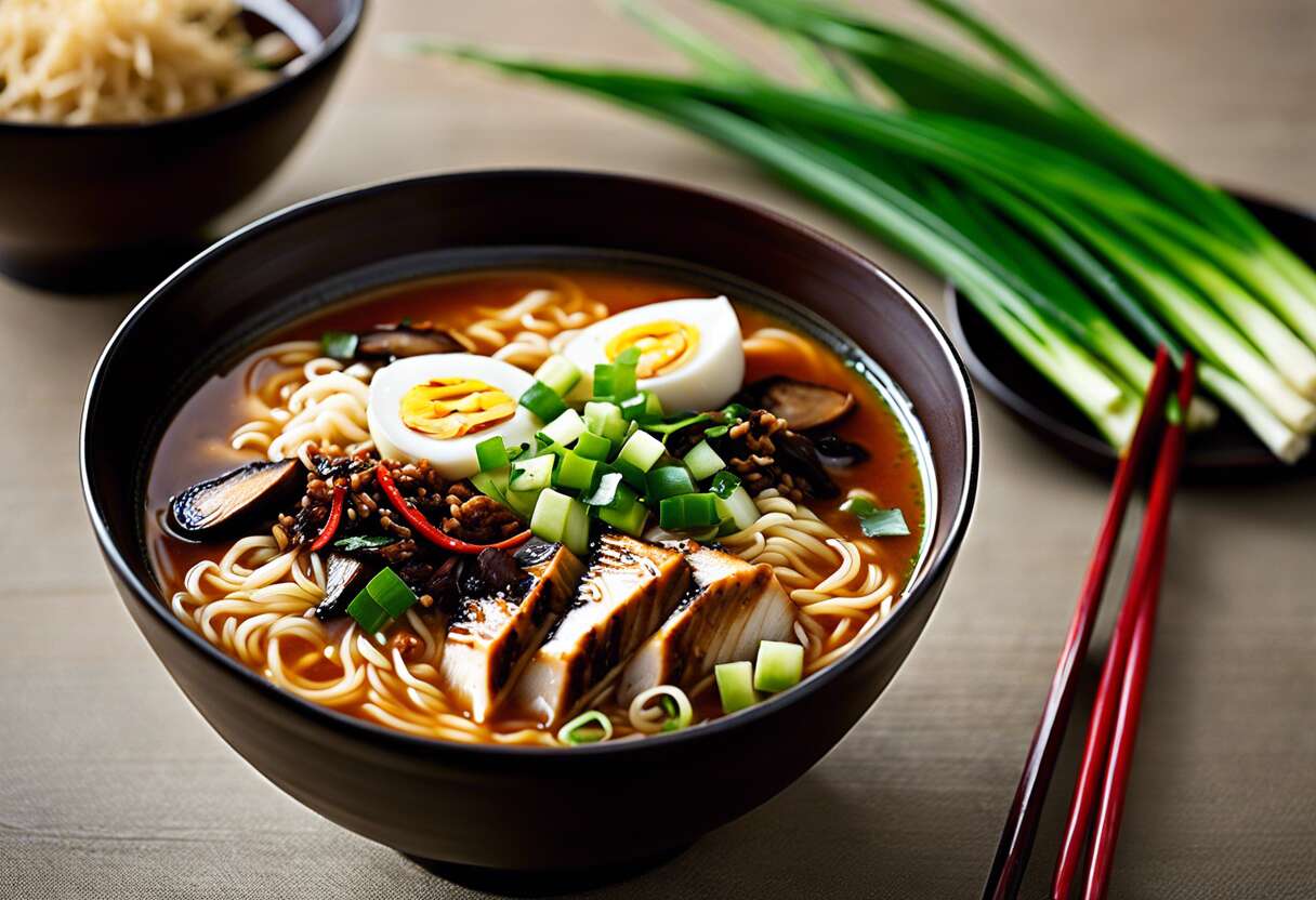 Recette de ramen épicé au miso et champignons : saveurs asiatiques à la maison