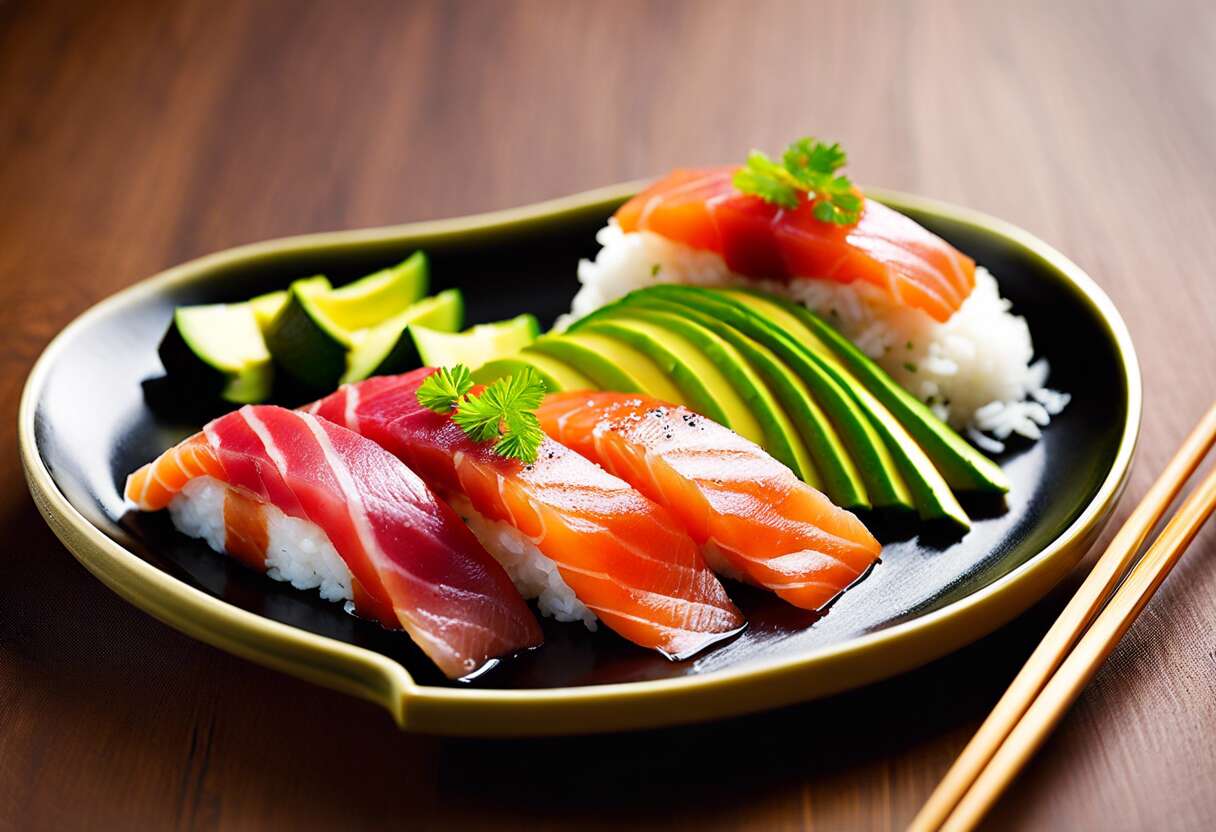 Délices de nigiri au thon épicé et avocat onctueux