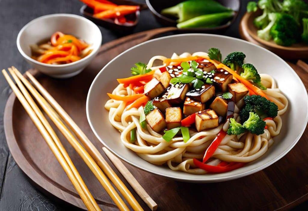 Recette facile de nouilles Udon sautées au tofu et légumes : sain et savoureux
