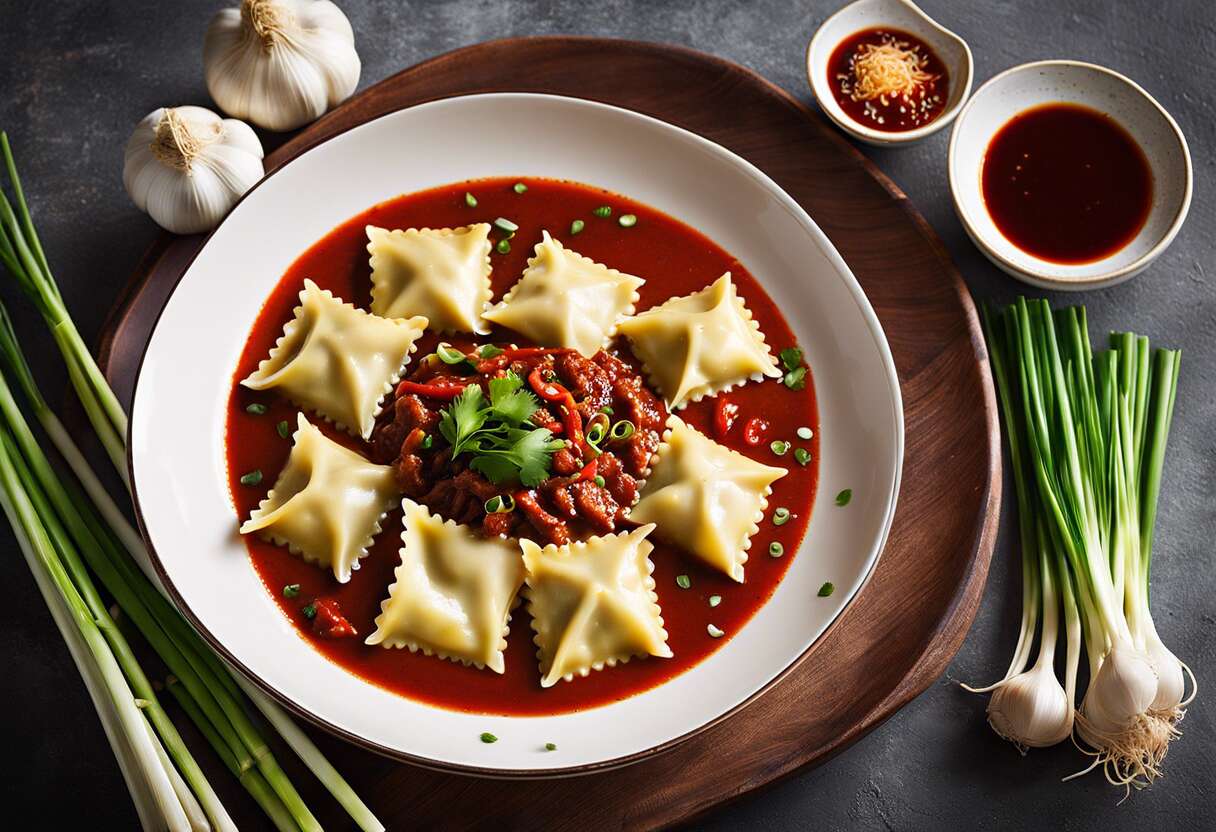 Ravioli chinois à la sauce soja et chili oil : recette facile et savoureuse