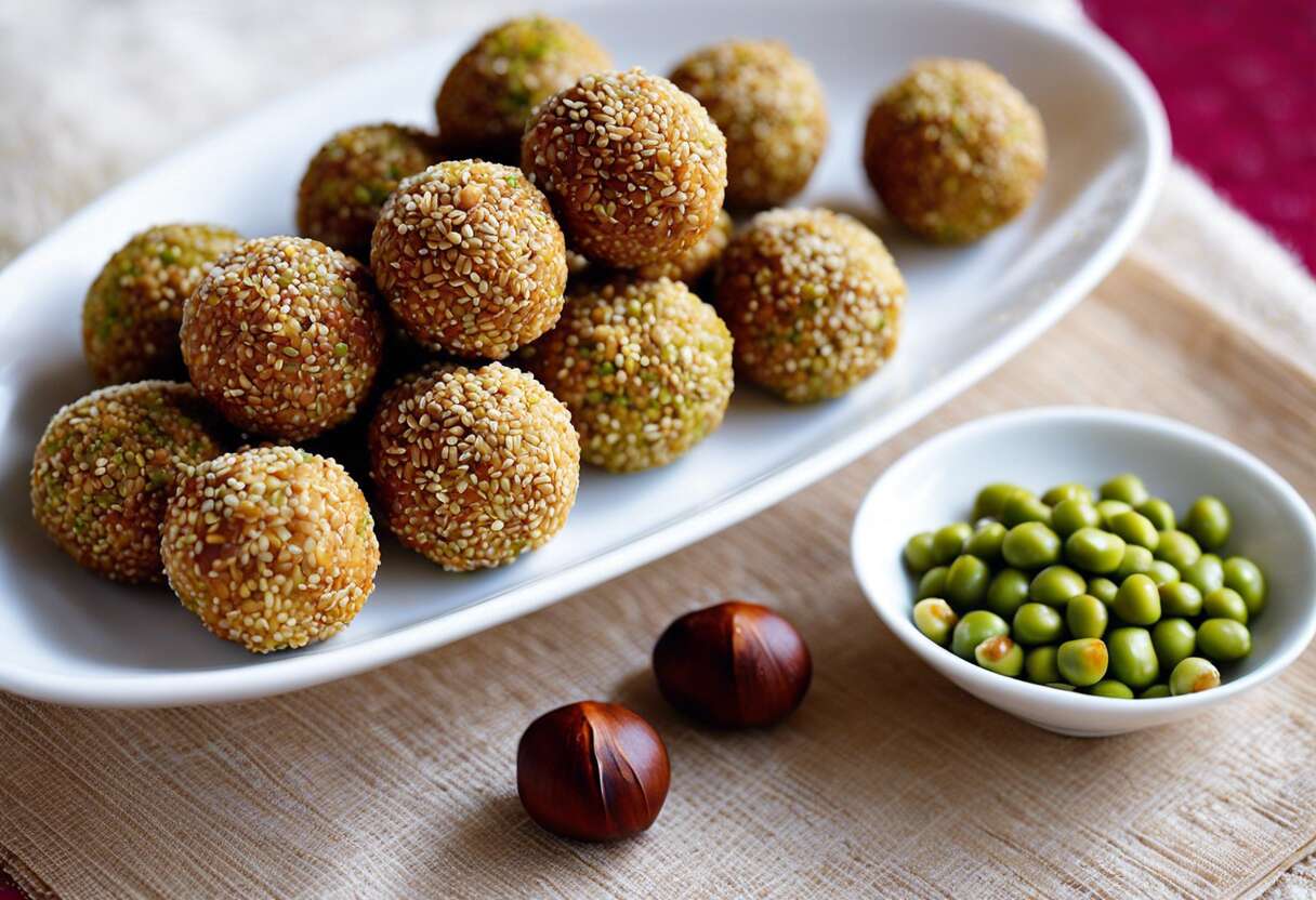 Recette facile de boules de sésame aux haricots mungo et châtaignes