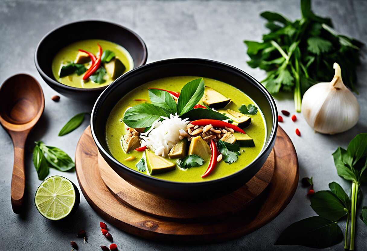 Soupe de curry vert et lait de coco : recette veggie et vegan facile