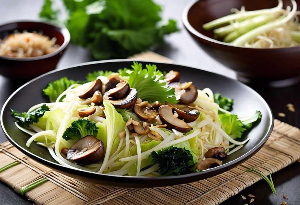Recette facile : sauté de wok au chou chinois, champignons et pousses de soja