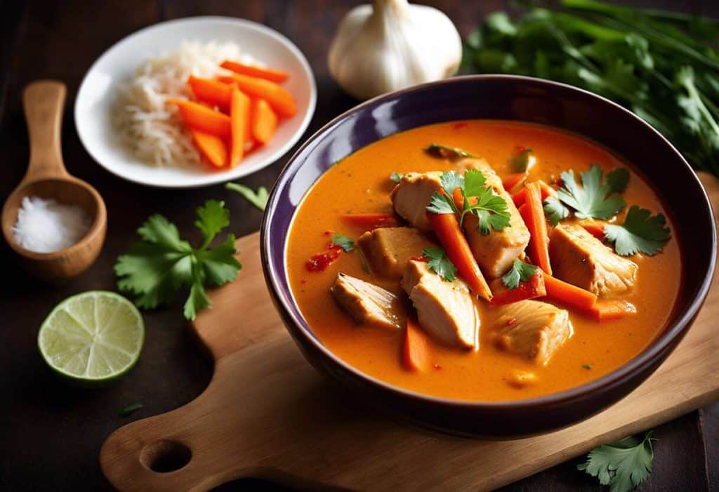 Recette de soupe au curry rouge et poulet : saveurs thaïlandaises à la maison