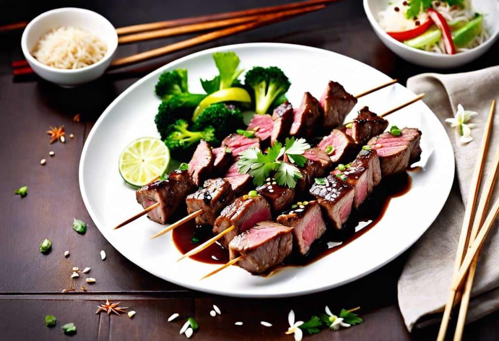 Recette facile de brochettes de bœuf mariné à l’asiatique