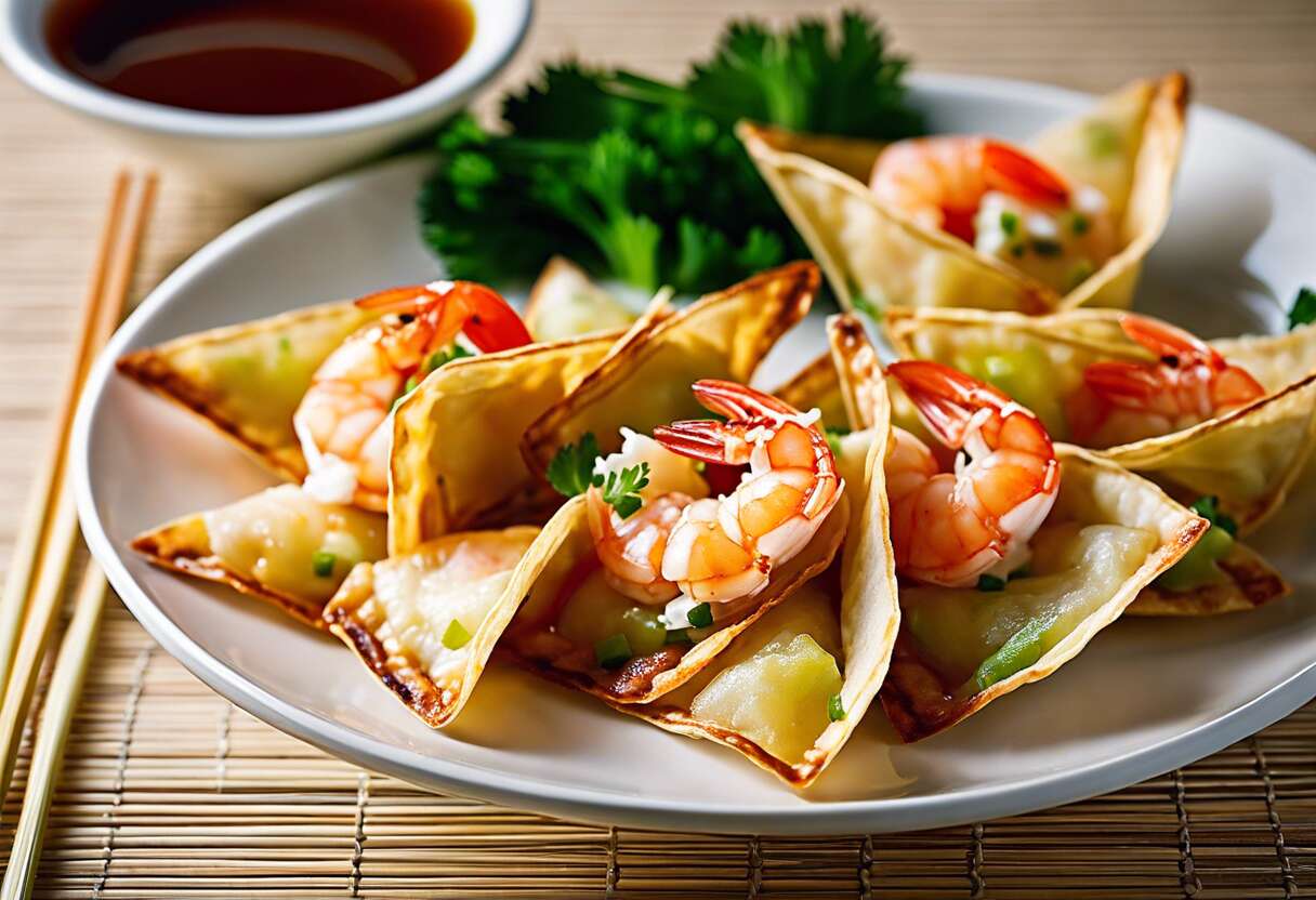 Recette de chips de wonton au crabe et crevettes : l’apéro parfait