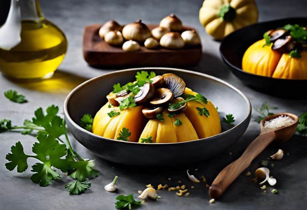 Recette de courge Jack-be-little farcie aux champignons et beurre miso