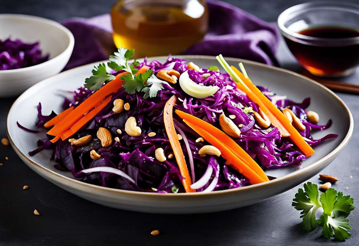 Recette facile : salade de chou rouge à l'asiatique pour une entrée croquante