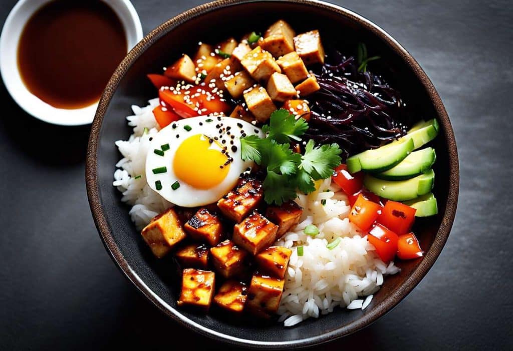 Recette de poke bowl végétarien au tofu à la coréenne