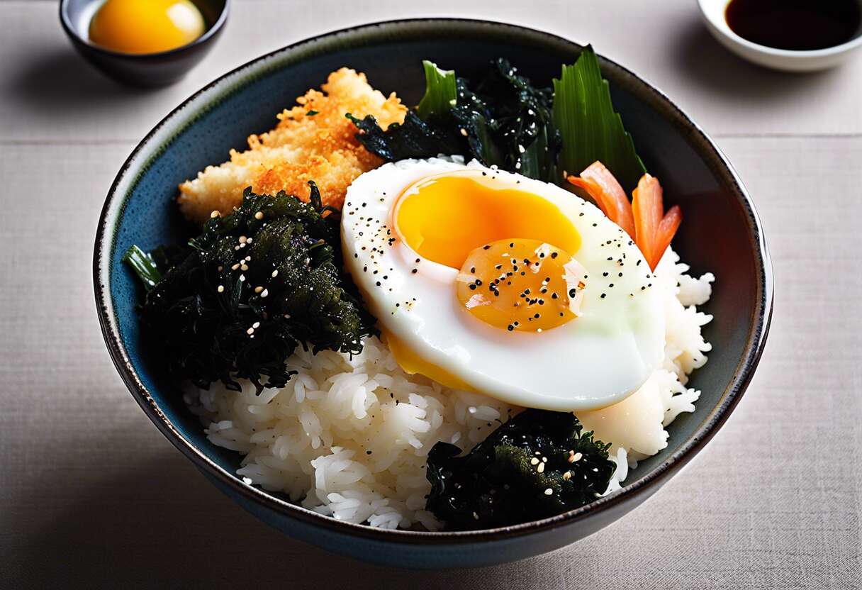 Recette de donburi à l'œuf mollet pané et algue wakame : saveurs asiatiques au rendez-vous !