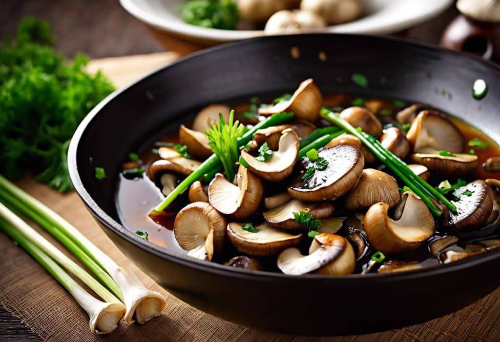 Wok de champignons à la sauce d’ail : recette facile et savoureuse