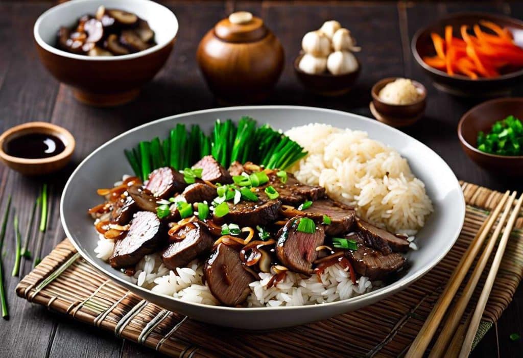 Recette de riz sauté au bœuf et shiitake : saveurs d'Asie en cuisine