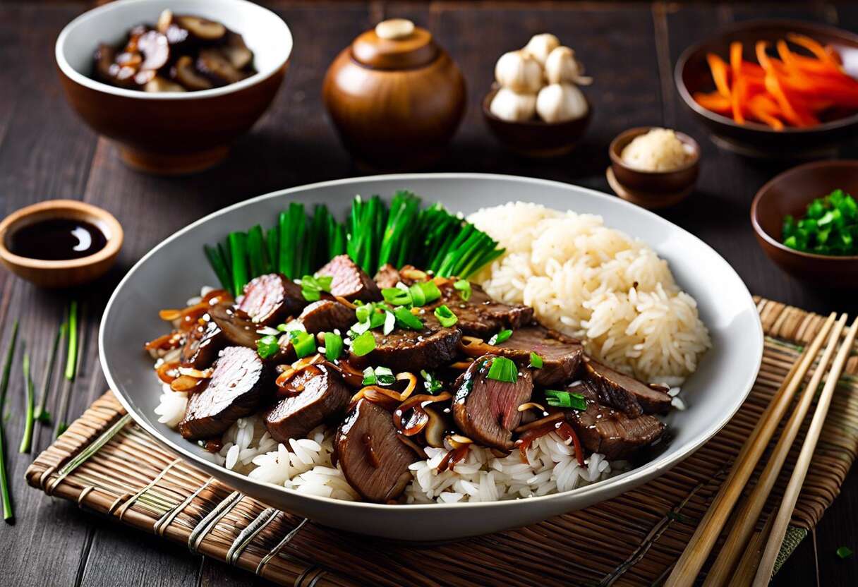 Recette de riz sauté au bœuf et shiitake : saveurs d'Asie en cuisine