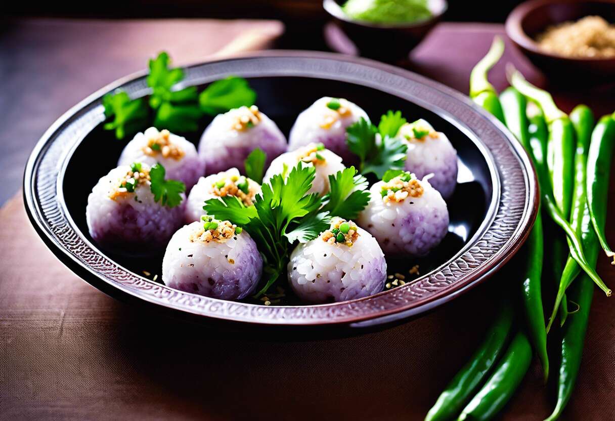 Recette de boulettes de taro à la coriandre et au piment : saveurs exotiques