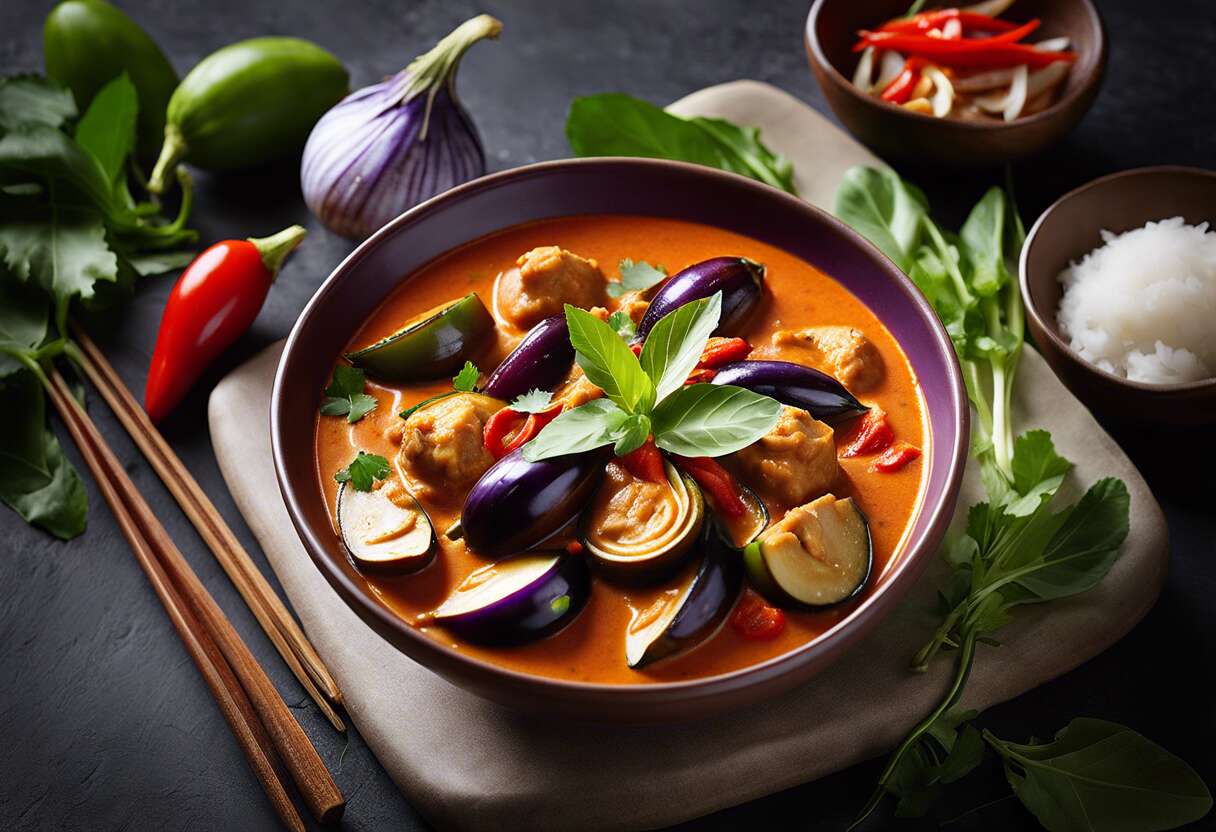Curry rouge de mini aubergines thaï Makheua : recette authentique et savoureuse