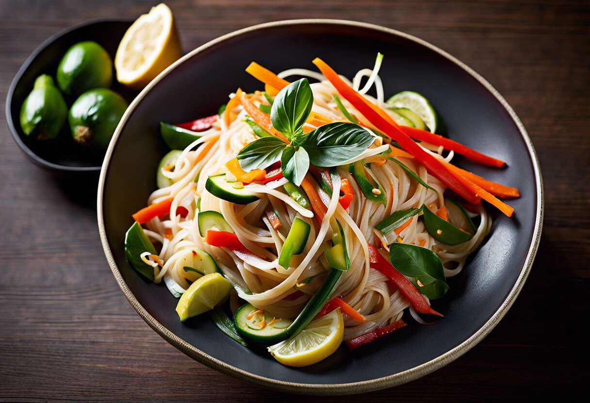 Recette facile de nouilles à la citronnelle, coco et légumes: saveurs exotiques garanties