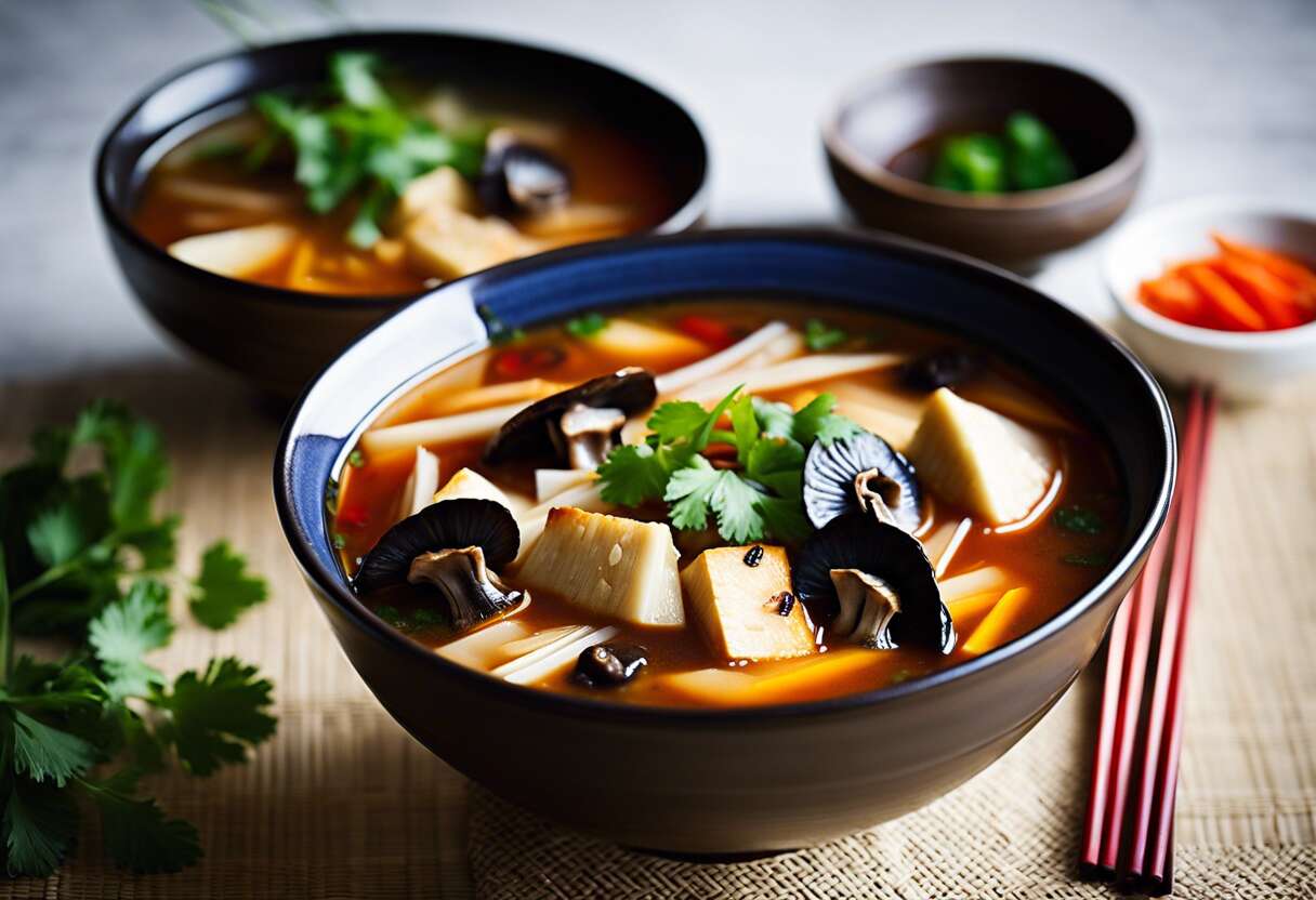 Recette de potage pékinois végétarien aigre-piquant : saveurs d'Asie