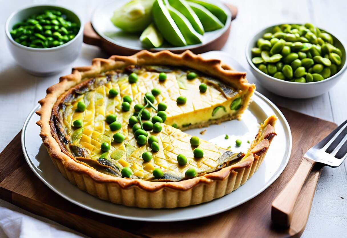 Quiche au tofu soyeux, chayote et edamame : recette originale et savoureuse