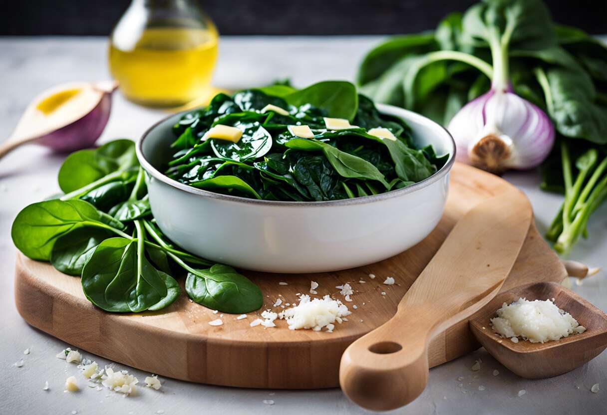 Épinards sautés à l'ail et au beurre : recette facile et savoureuse