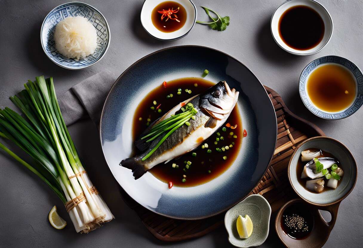 Recette de bar à la vapeur au gingembre avec sauce d'huître