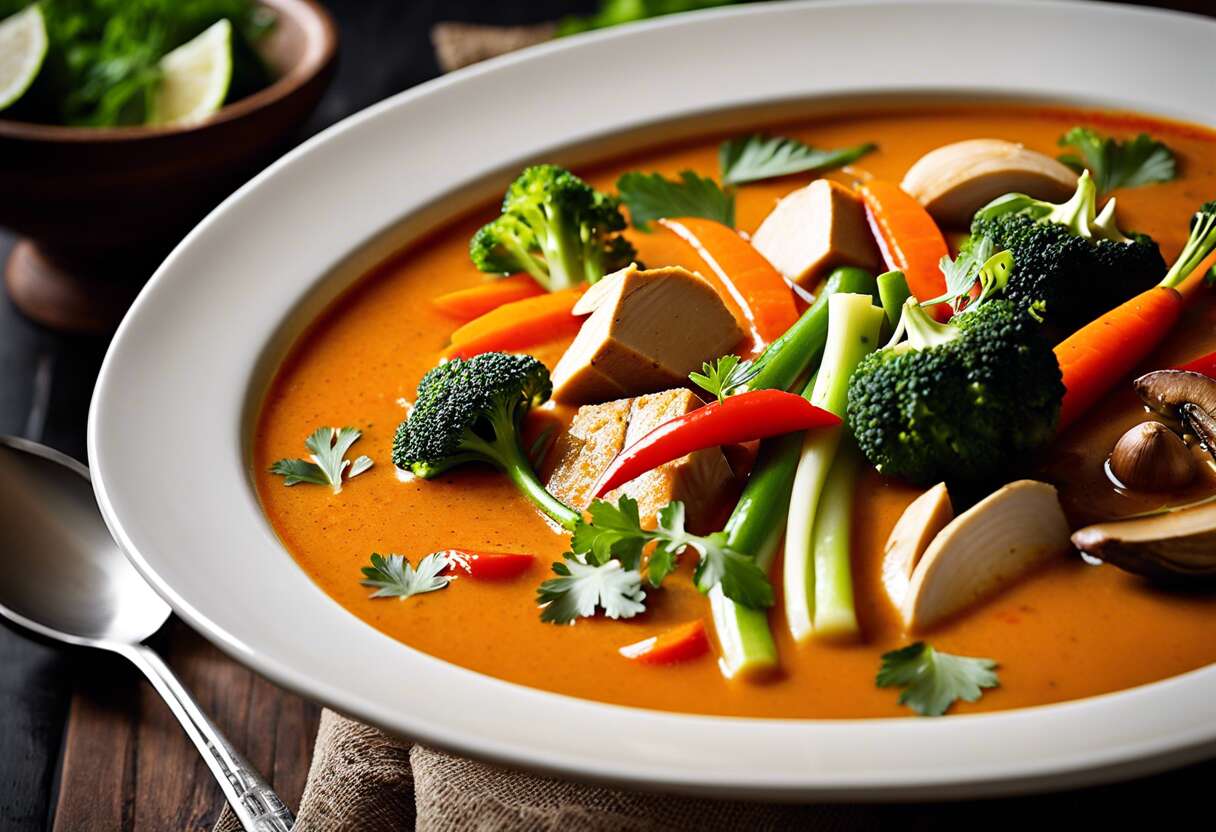 Soupe de curry rouge thaï veggie : recette authentique et savoureuse
