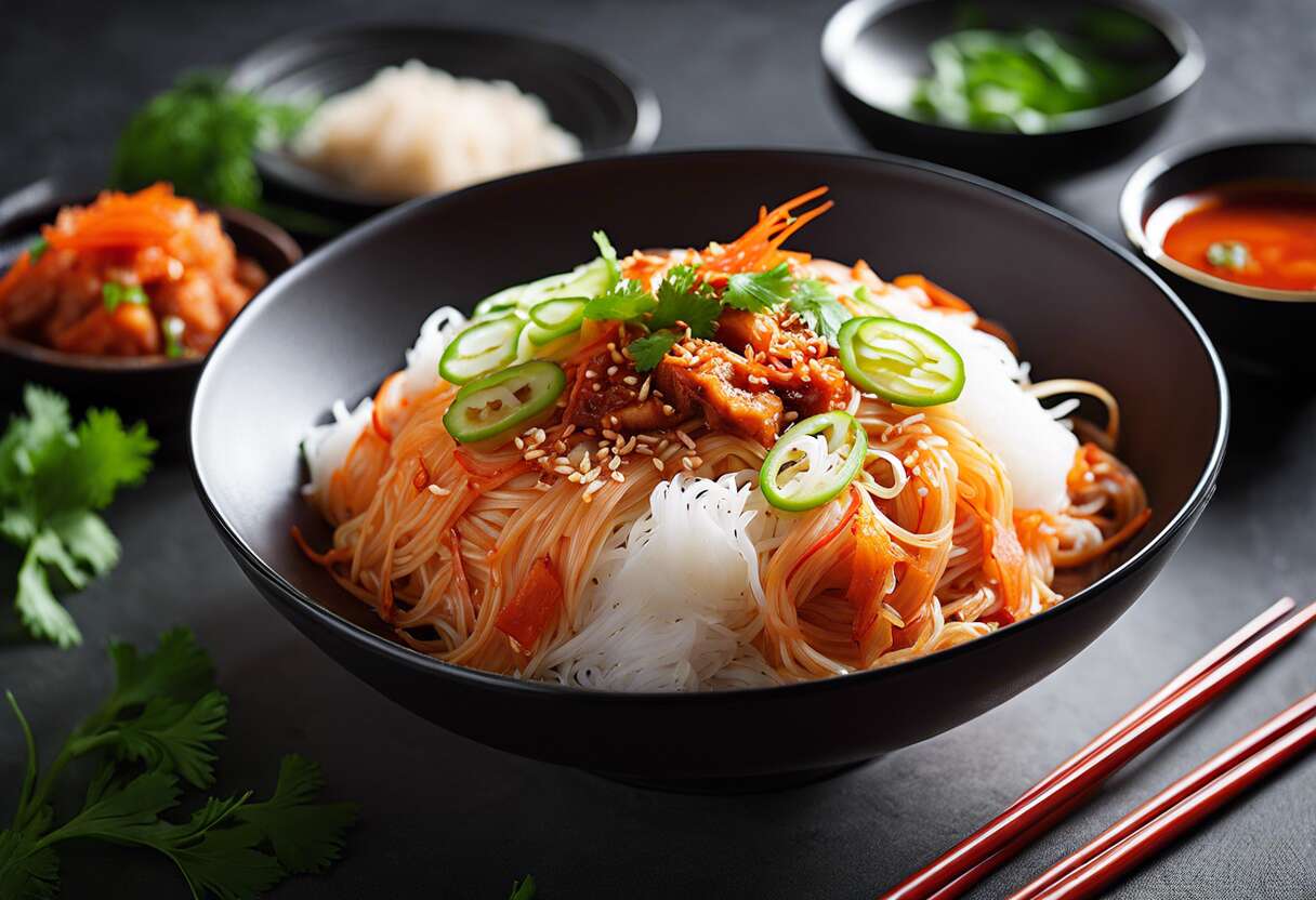 Recette facile de vermicelles de riz au kimchi: saveurs coréennes à la maison