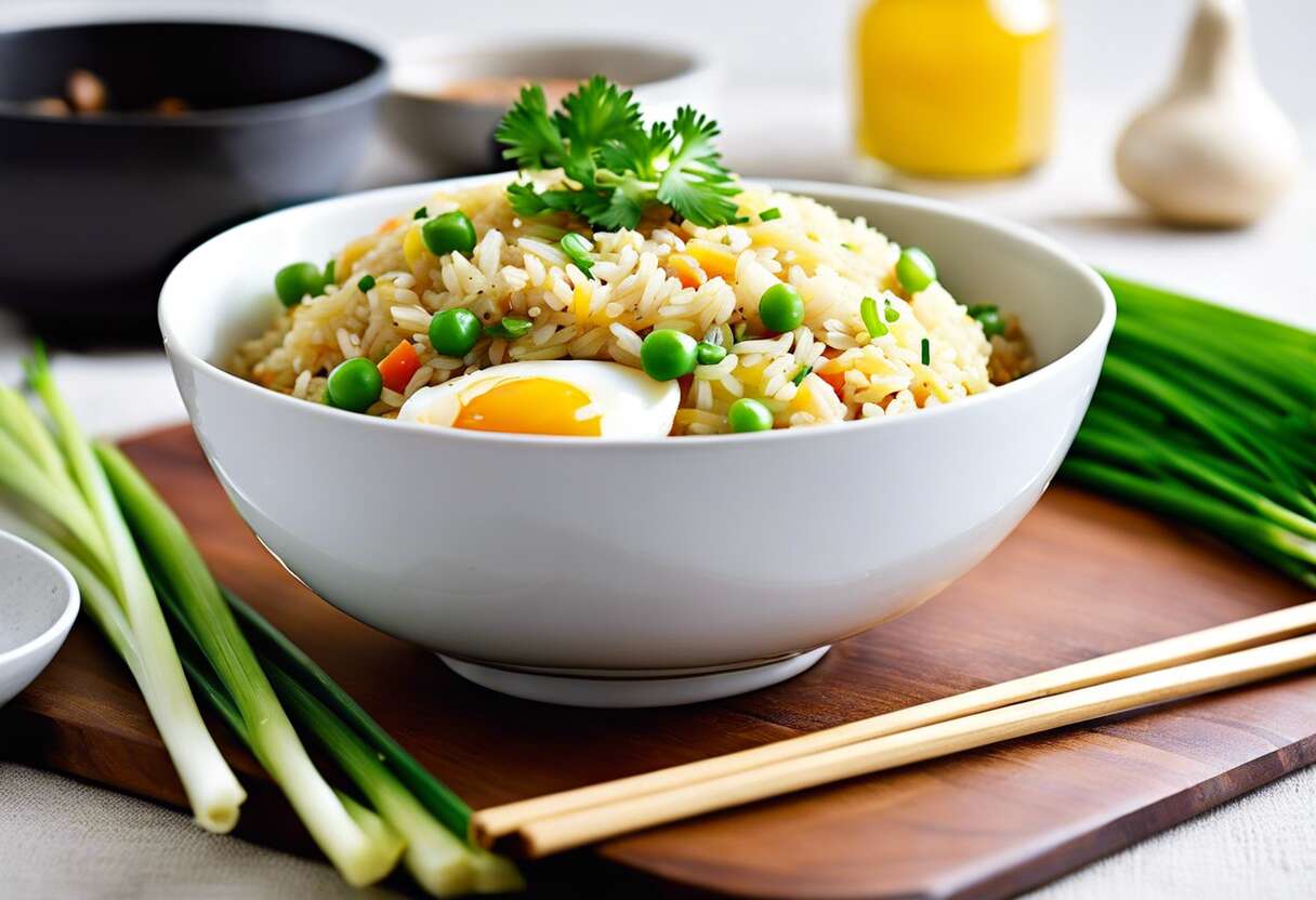 Recette rapide de riz sauté aux œufs et ciboule en 5 minutes