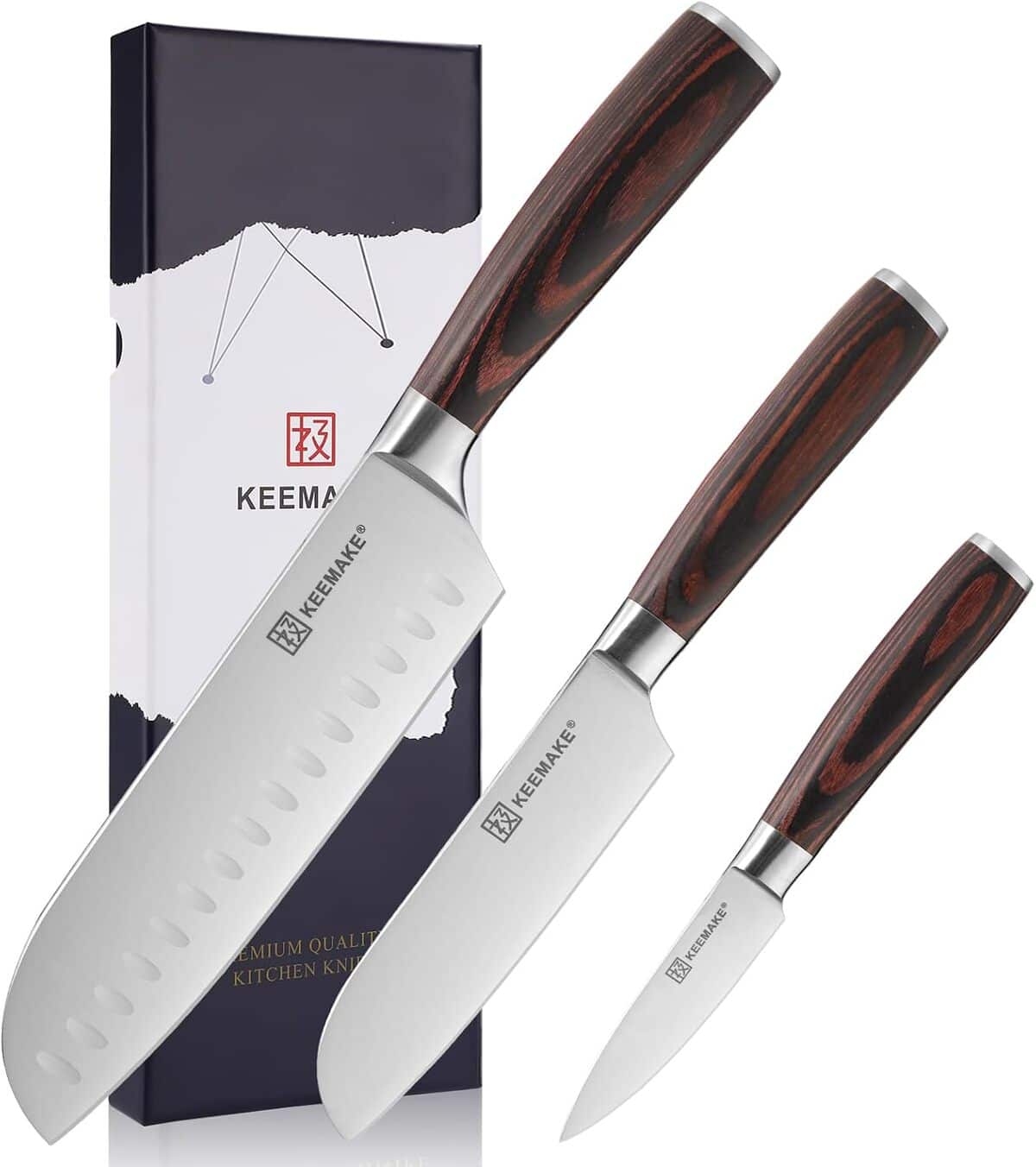 KEEMAKE : set de 3 Couteaux Japonais en Acier - Le Test !