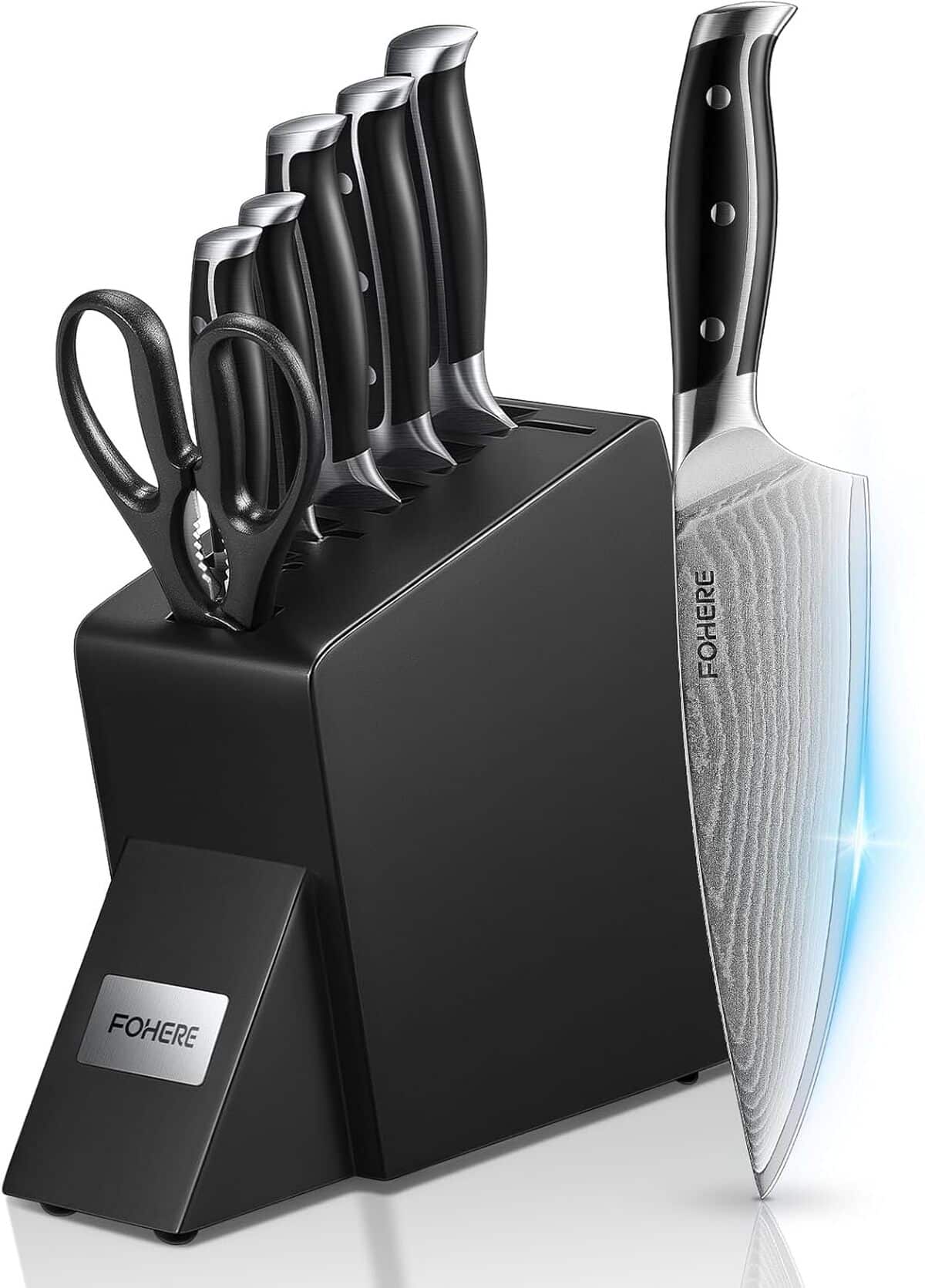 Test FOHERE : set de 7 Couteaux Japonais en Acier Damas