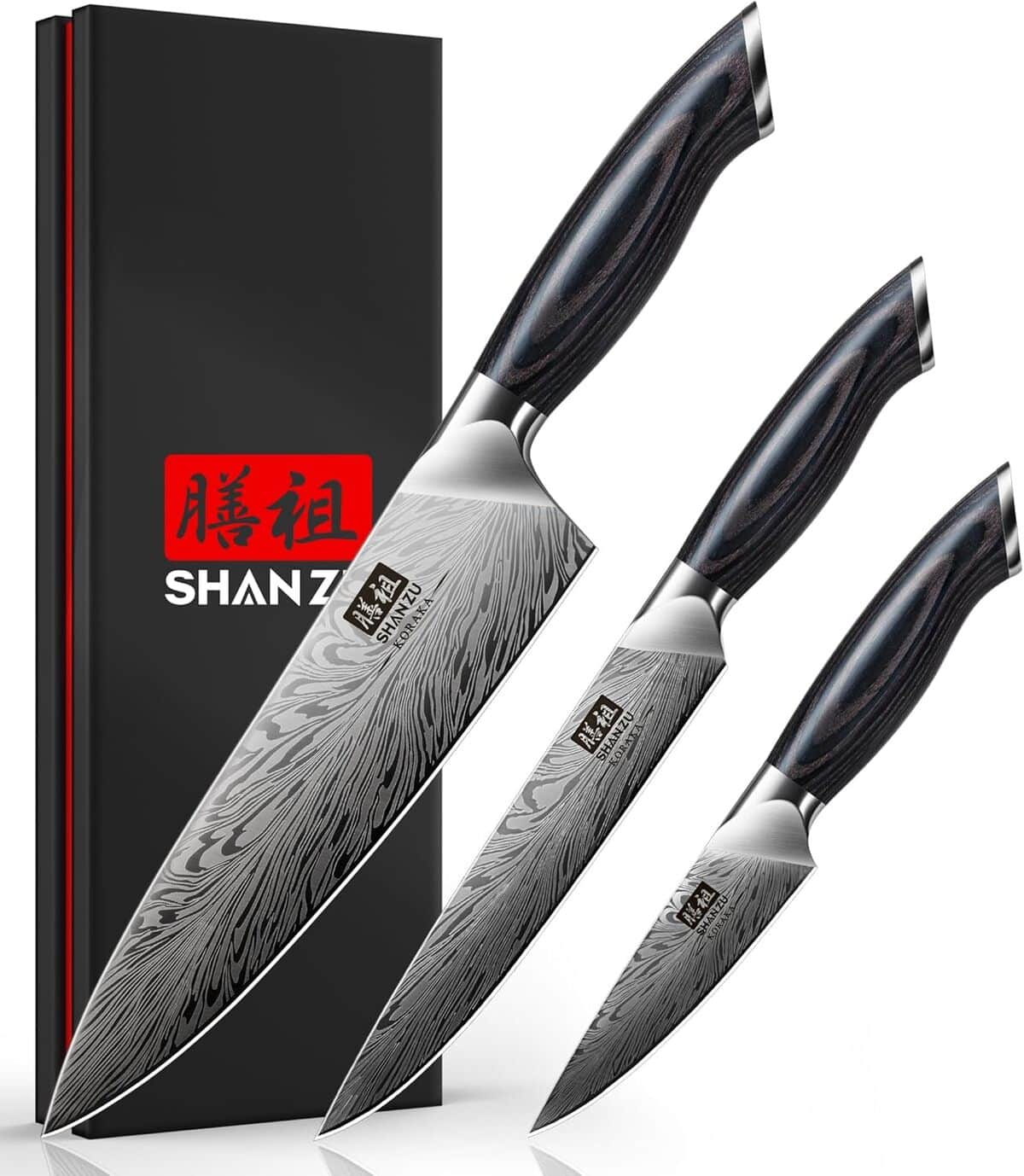 Test SHAN ZU : trio de Couteaux Japonais en Acier Haut de Gamme
