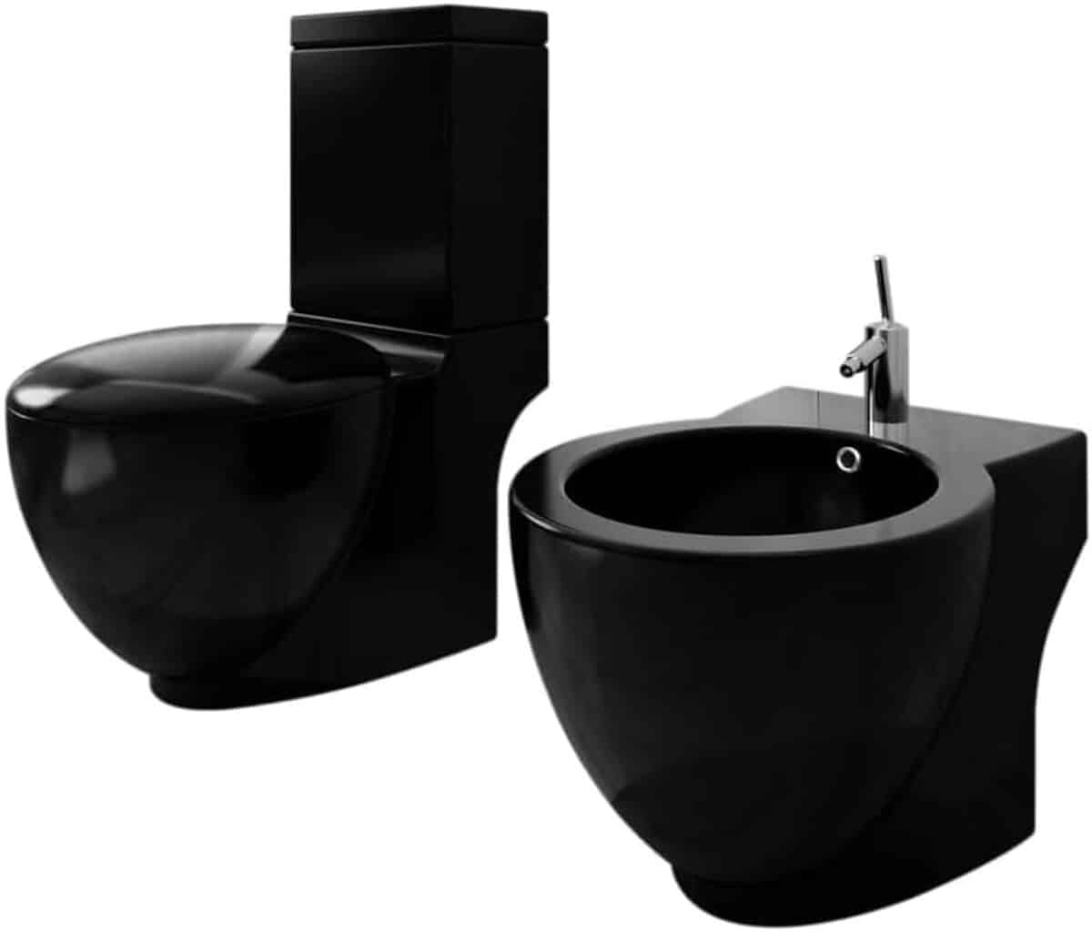 Avis sur l'ensemble cuvette et bidet vidaXL en céramique noire