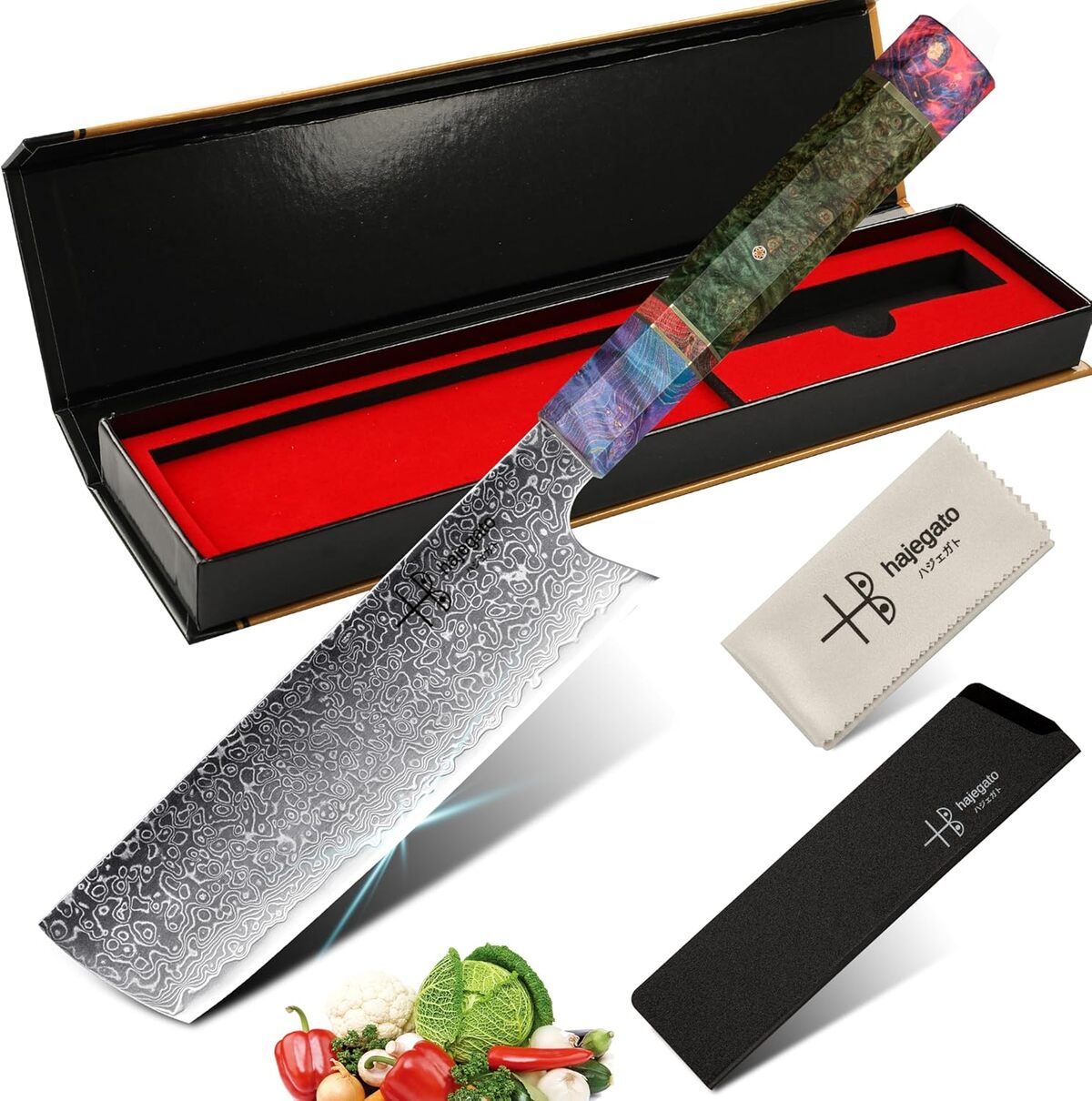 Test du couteau de chef Hajegato Damascus Nakiri 7