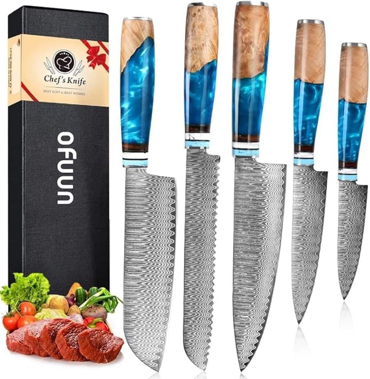 Test du set de couteaux de chef damas oFuun : performance et élégance