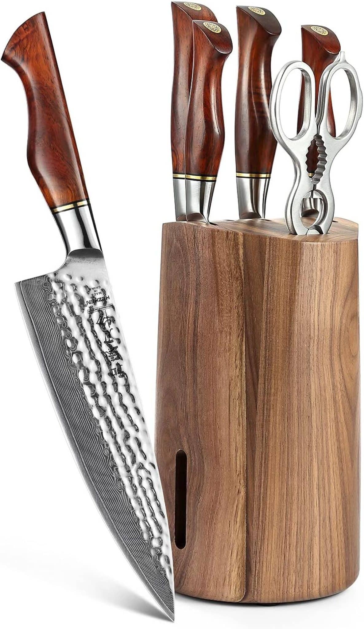 Test : ensemble de couteaux de cuisine professionnels Hezhen, acier en poudre, 7 pièces