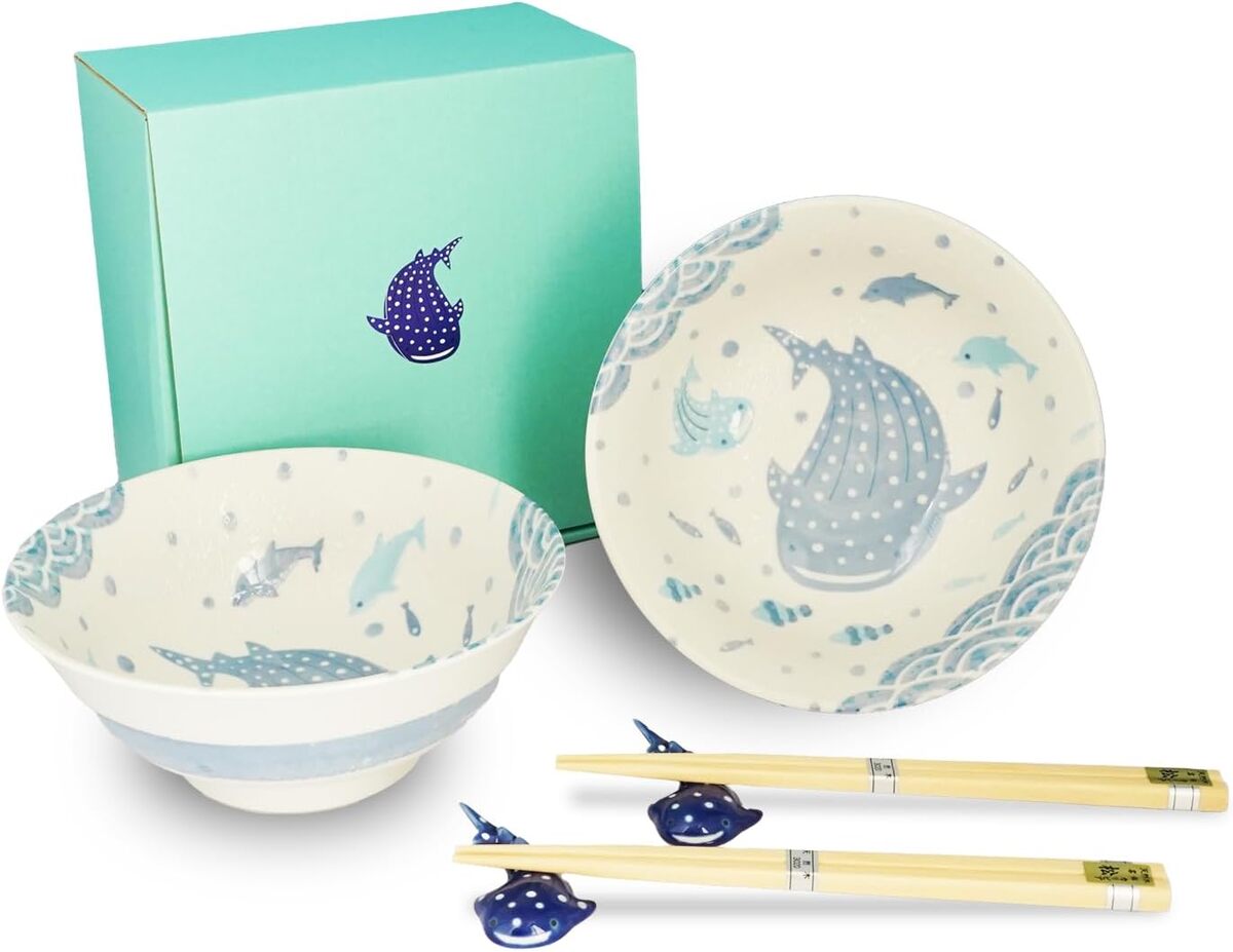 Avis sur le set de donburi Cotonoha JG016 : élégance marine en coffret cadeau