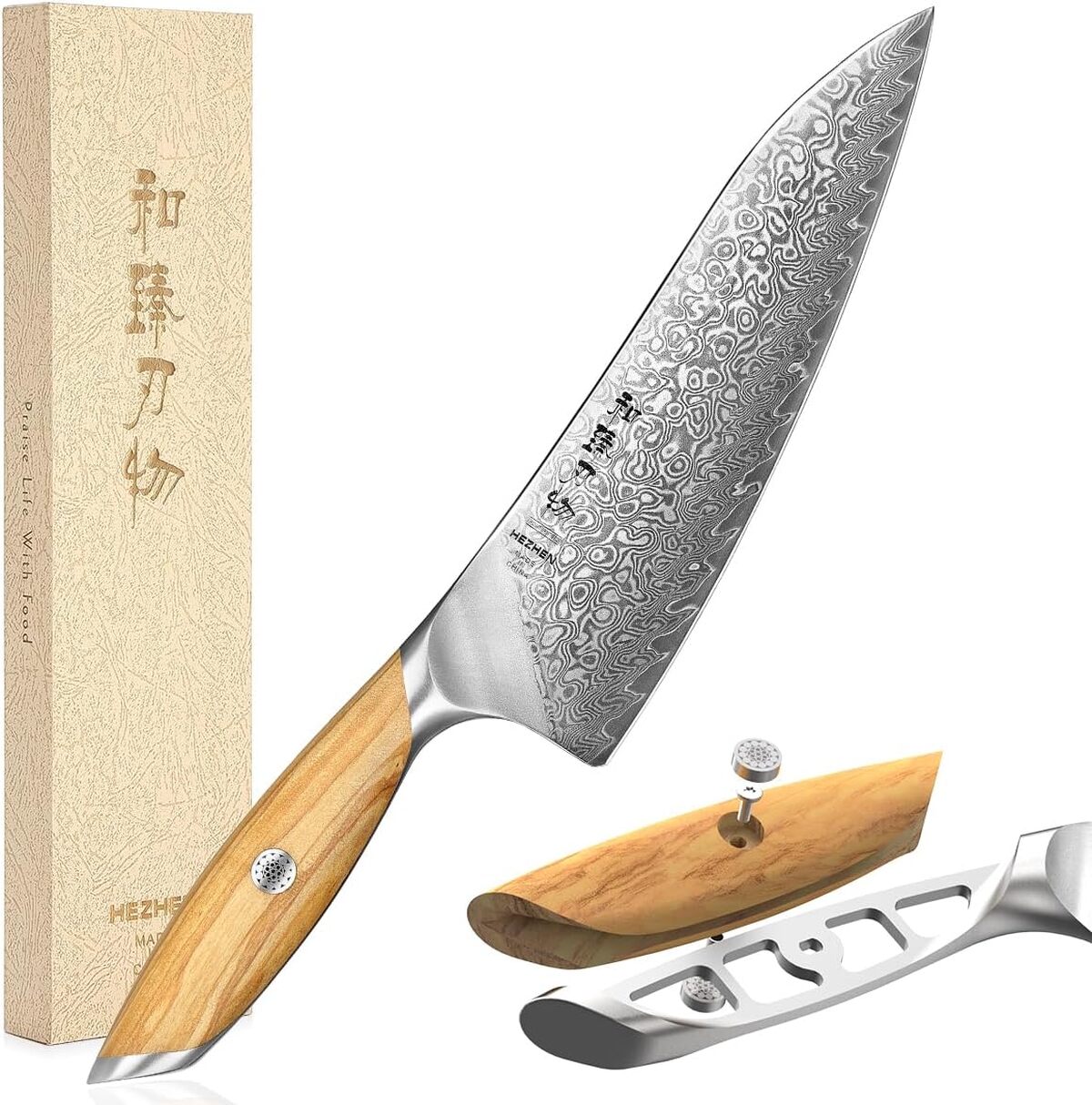 Test du couteau chef HEZHEN Damas 21 cm