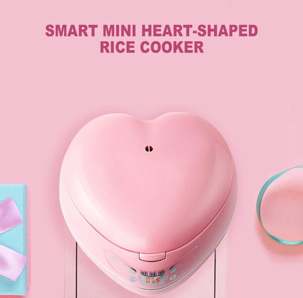 NA Cuiseur à Riz en Forme de Coeur, Cuiseur à Riz de Cuisine pour Rendez-Vous Intelligent à la Maison, Convient pour 1 à 3 Personnes, Riz Chaud, Porridge, Soupe, Yaourt, Gâteaux(Pink)