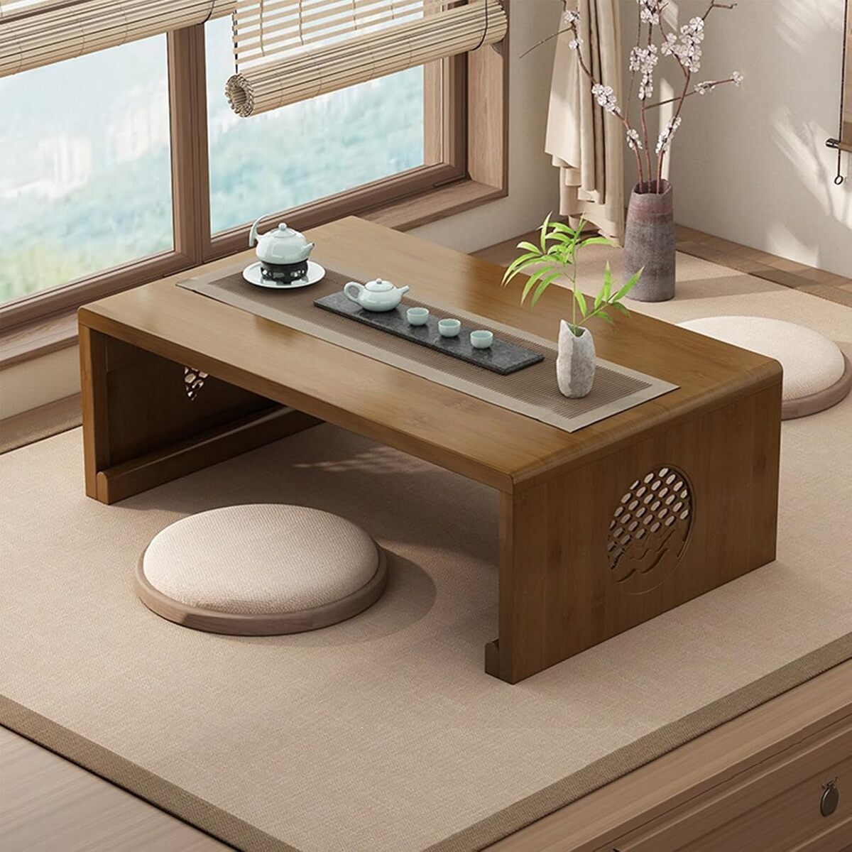 Test : table de thé en bambou pliable japonaise (noyer)