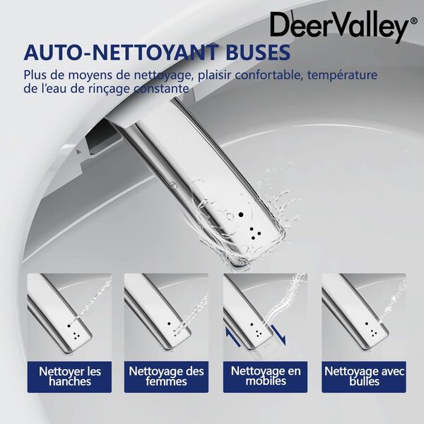 Toilette Japonaise Complète avec Fonction Bidet (Incluant Bâti-Support), Siège Chauffant, Buse Autonettoyante, Chasse d'Eau Automatique et Télécommande WC Intelligent Moderne avec Douche Intégrée