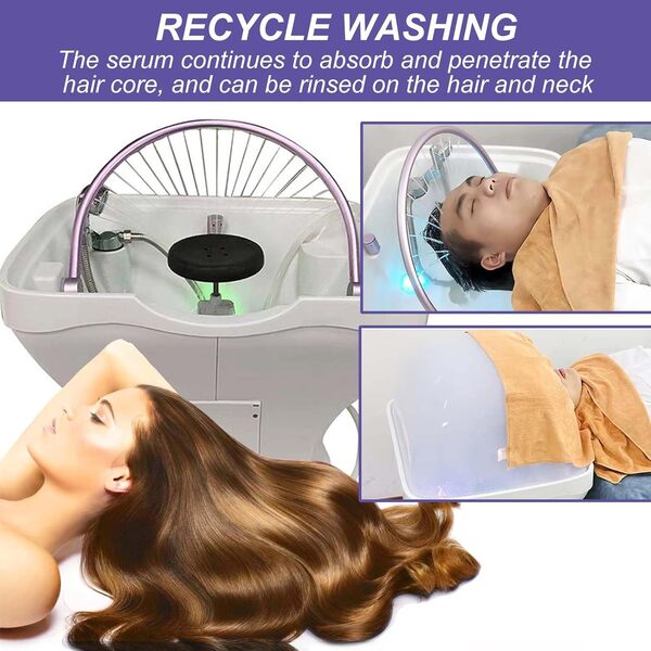 Spa De TêTe Japonais Fumigation/LuminothéRapie/Cycle d'eau, Cascade Et Fumigation à Circulation d'eau à 360°, sans RéServoir d'eau