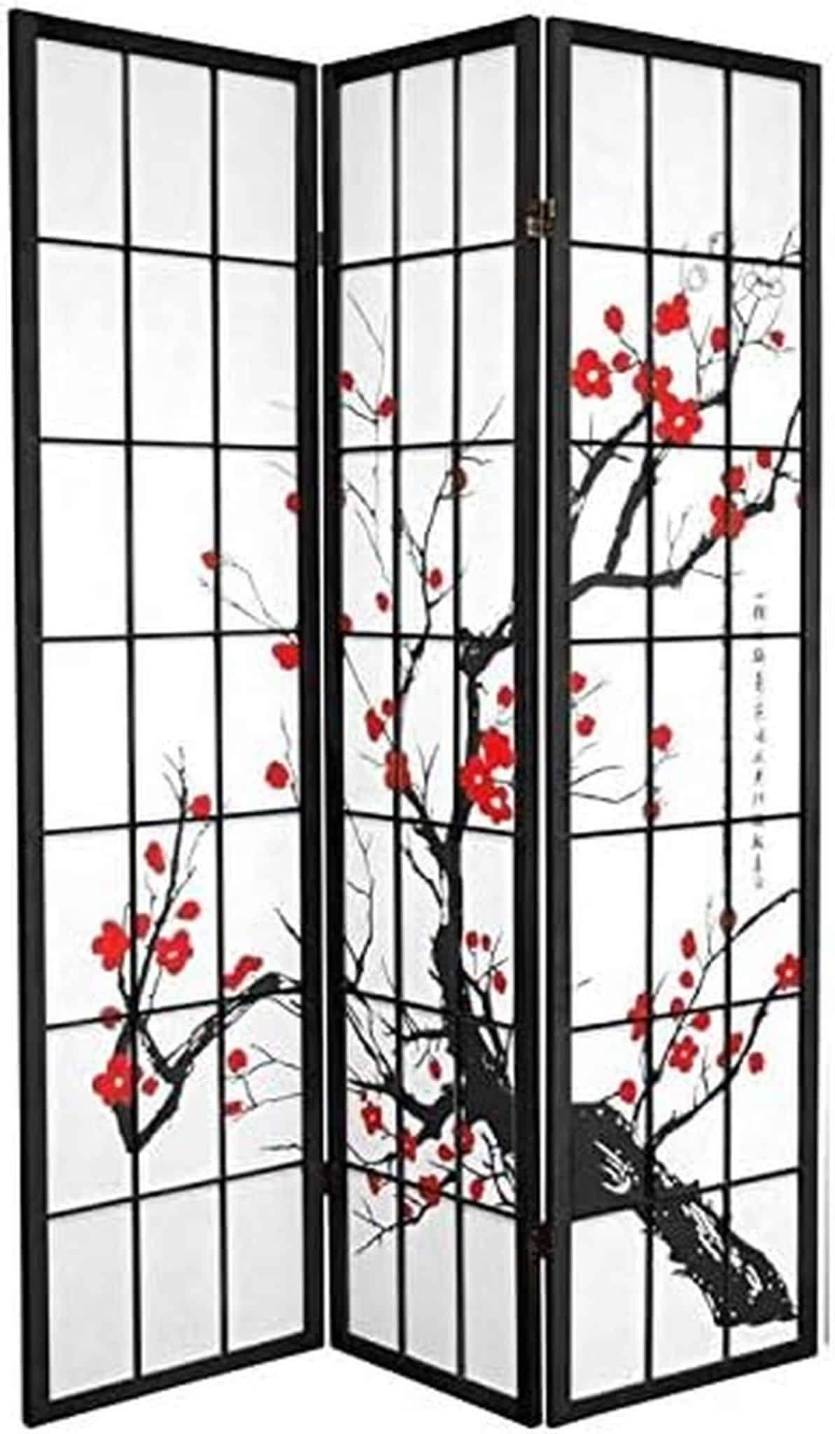 Avis sur le paravent japonais Fine Asianliving : élégance florale en trois panneaux
