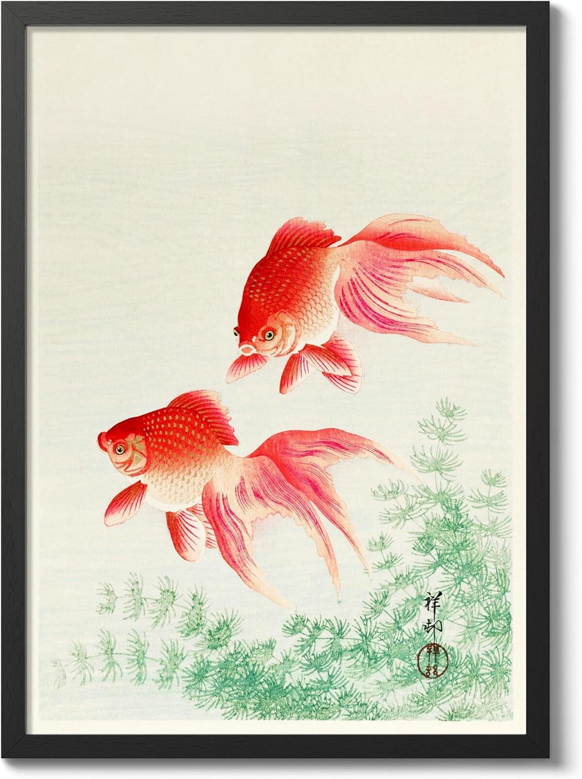 Avis sur l'impression sur bois japonaise Poisson rouge : décoration murale vintage