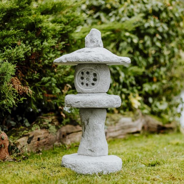 gartendekoparadies.de Grande Lanterne Japonaise Massive en Pierre Tachi-Gata Lampe Japon en Pierre reconstituée, résistant au Gel