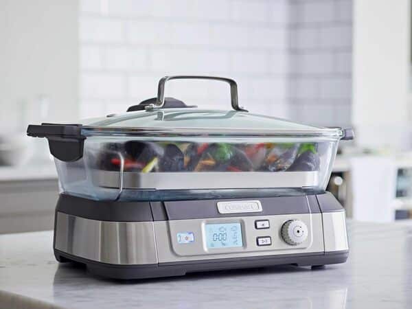 Cuisinart Cookfresh Cuiseur à vapeur professionnel en verre - 1L d'eau, sans BPA, plateau à vapeur en acier inoxydable - 30 sec de chauffage - Affichage numérique