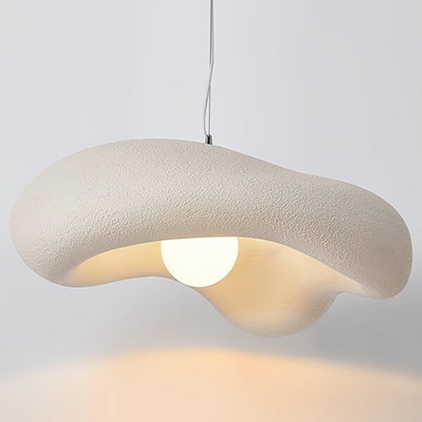 Suspension Wabi-Sabi en polystyrène - Style rétro japonais - Pour salle à manger - Lampe cuisine et chambre - E27 - Nordic - Table de chevet - Beige - 60 cm