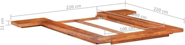 Cadre de lit Futon japonais sans matelas Bois massif 100x200 cm