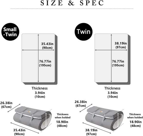 EMOOR Matelas de Sol Type Rouleau Relax-2 97 x 195 cm Haute Résilience, Répartition de la Pression Housse Amovible et Lavable Facile à Rouler Camping Invité