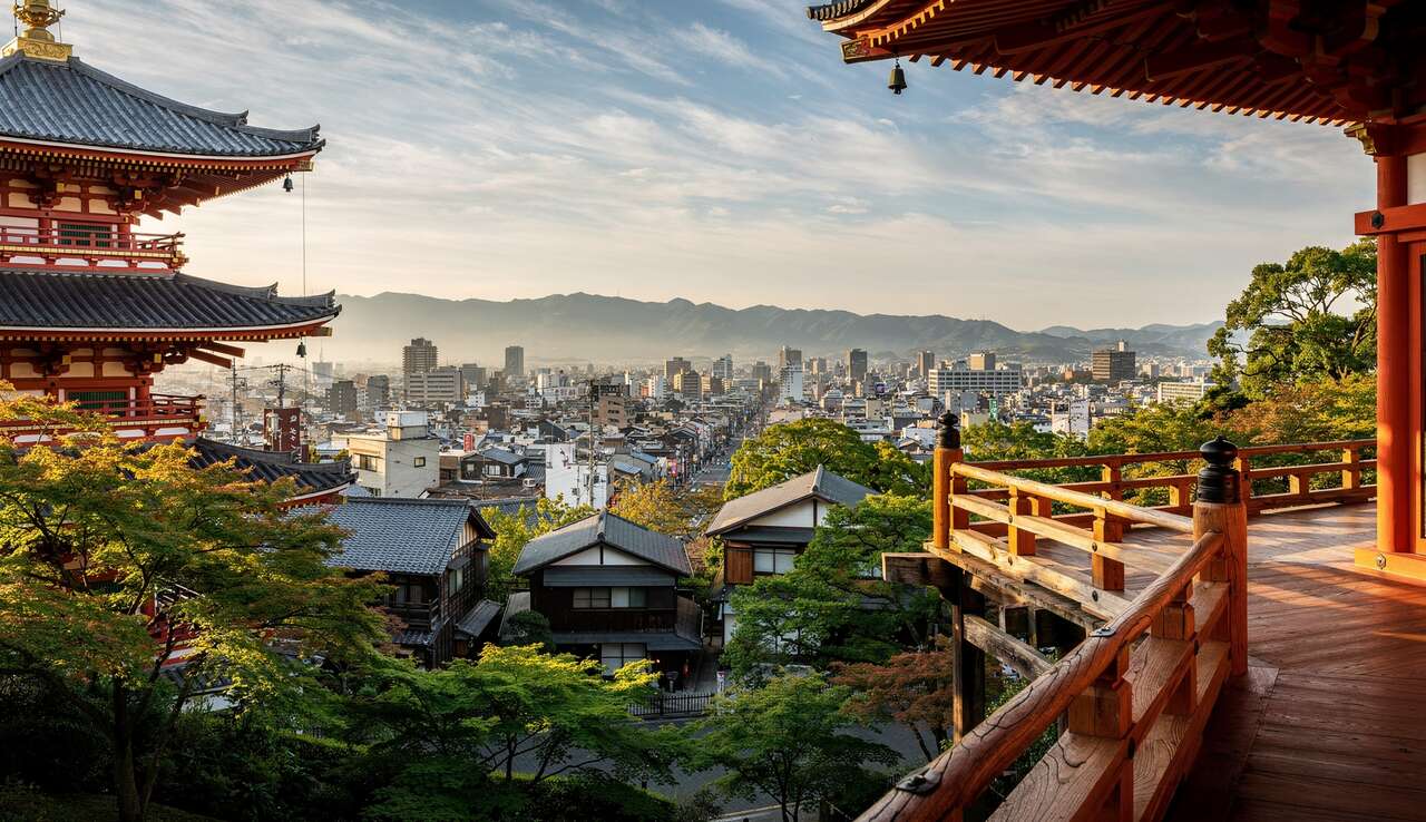 Panorama sur kyoto depuis la terrasse du kiyomizu