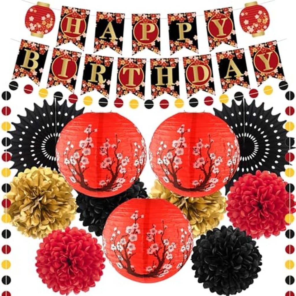 Avis : lanternes japonaises Hibachi avec motifs fleuris